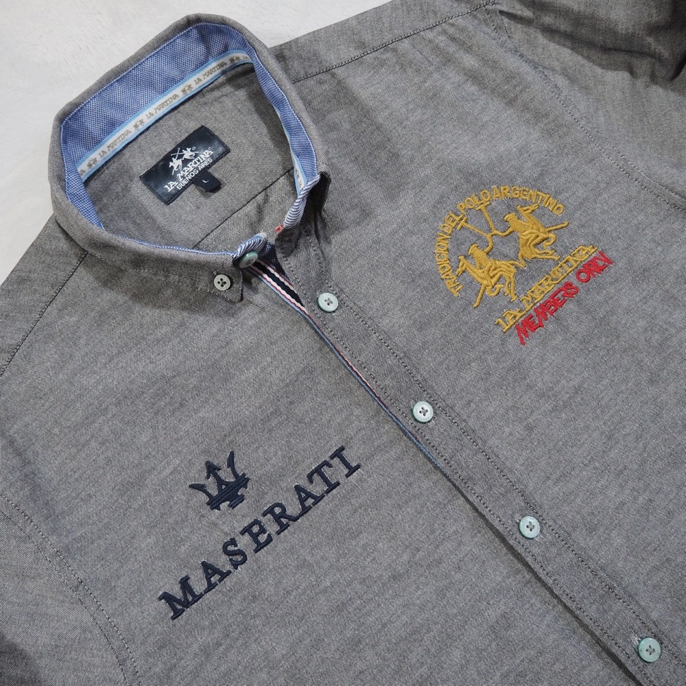 La Martina Sz L Maserati Gray long Sleeve Men's Shirt